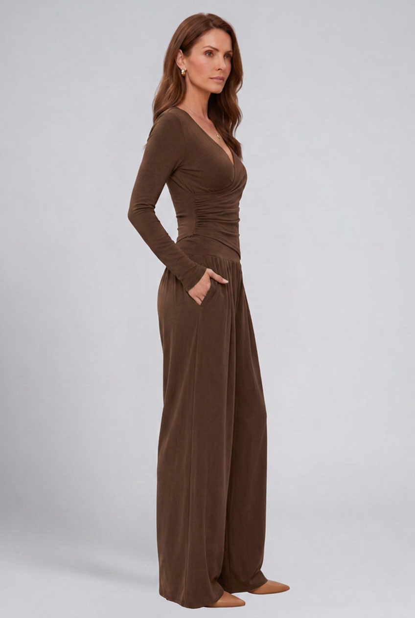 Lila | Luxe Wrap Top and Wide-Leg Lounge Set