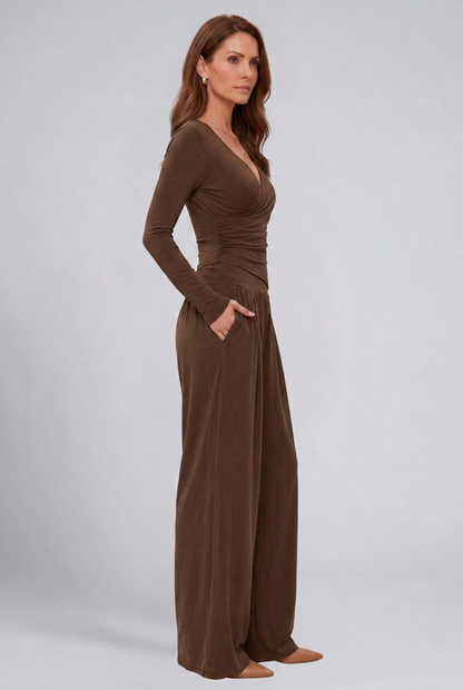 Lila | Luxe Wrap Top and Wide-Leg Lounge Set
