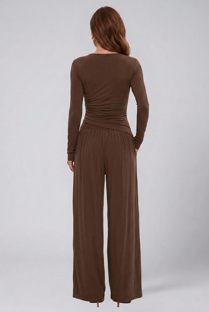 Lila | Luxe Wrap Top and Wide-Leg Lounge Set