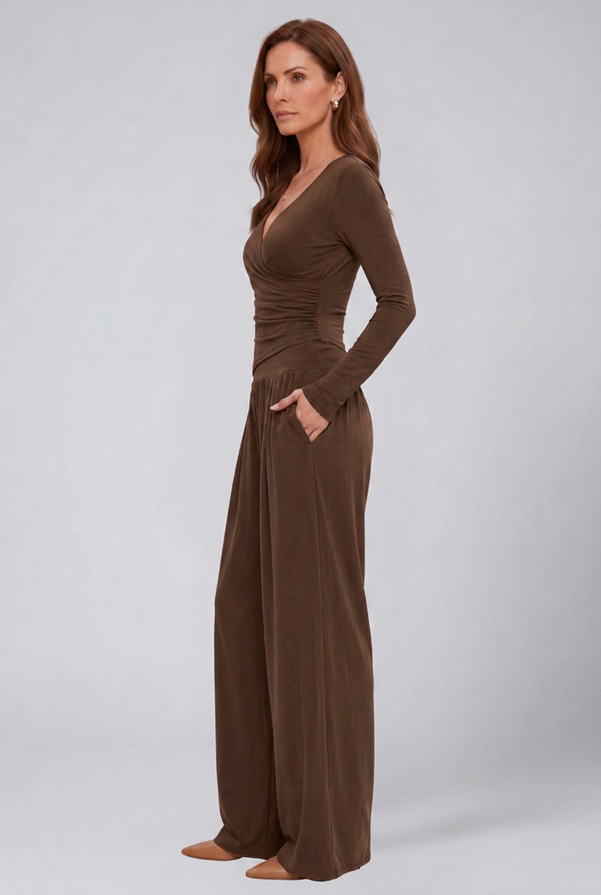 Lila | Luxe Wrap Top and Wide-Leg Lounge Set