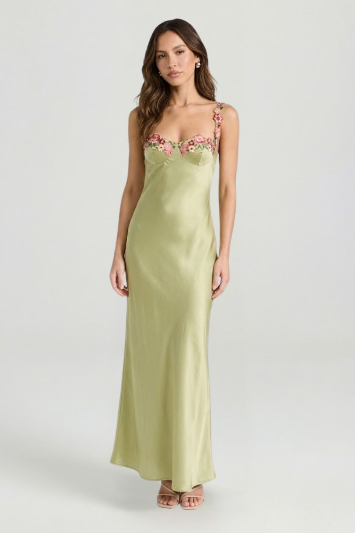 Isla | Floral Embroidered Maxi Dress