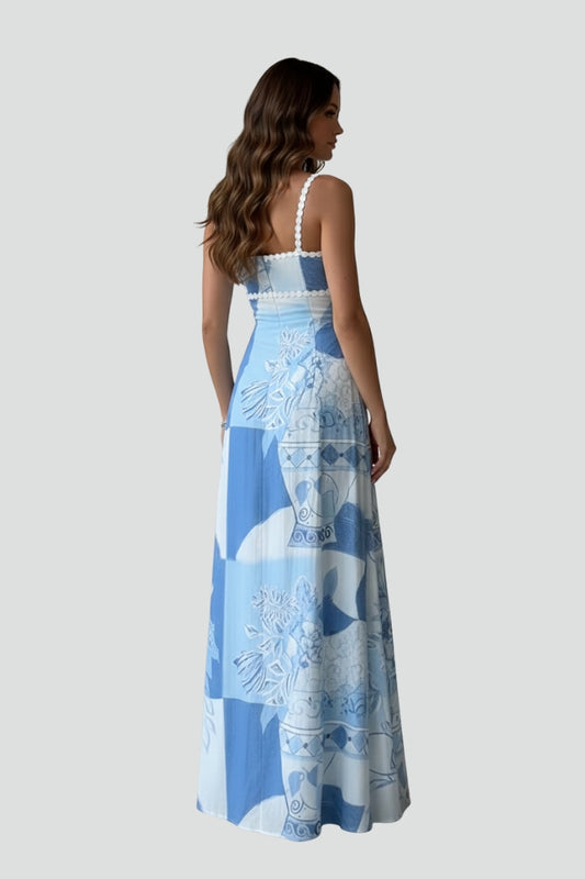 Lila | Elegant Patterned Sleeveless Maxi Dress