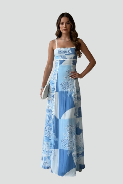Lila | Elegant Patterned Sleeveless Maxi Dress