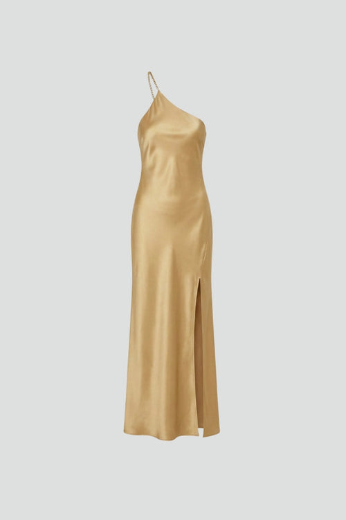 Lena | Asymmetric Neckline Maxi Dress with Slit