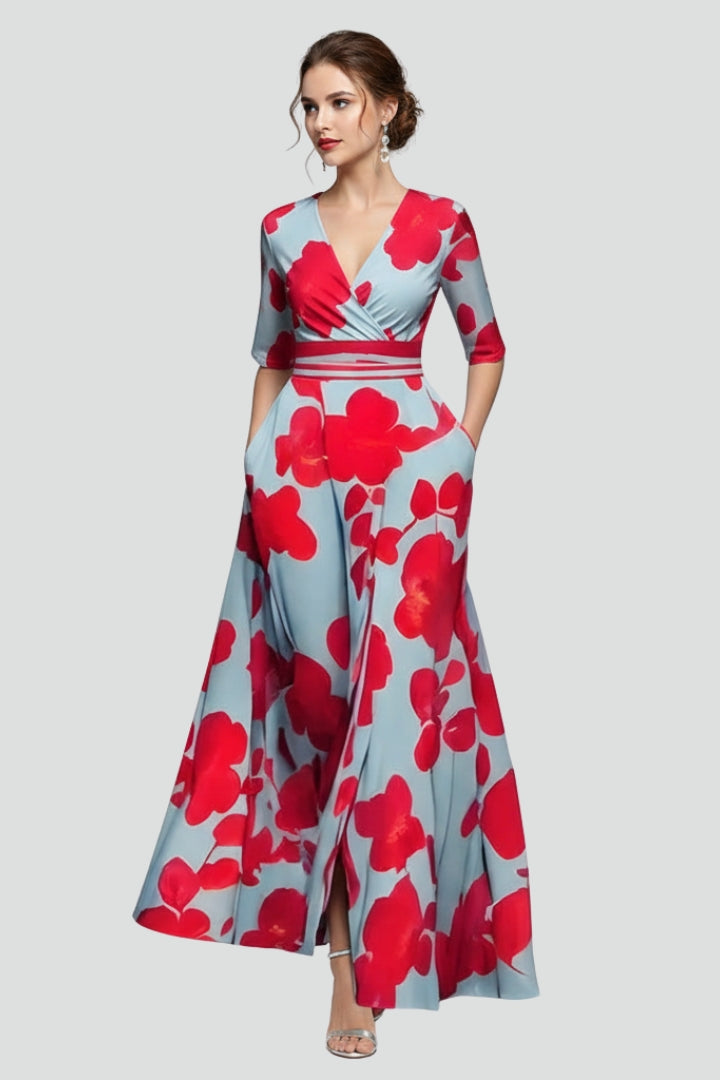 Elena | V-Neck Printed Maxi Dress