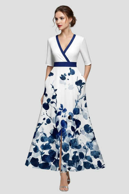 Elena | V-Neck Printed Maxi Dress