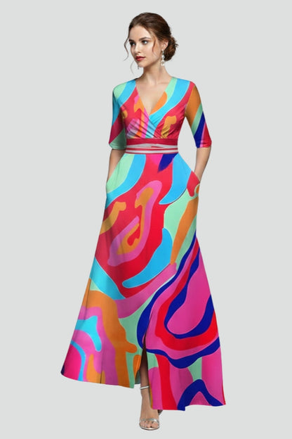 Elena | V-Neck Printed Maxi Dress