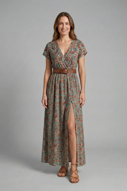 Lila | V-Neck Maxi Dress with Side Slit