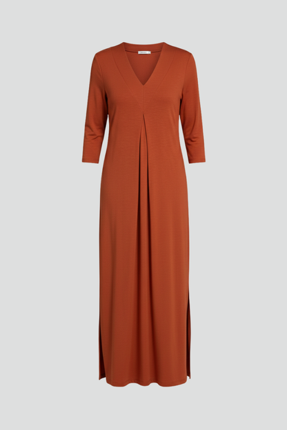Lena | V-Neck Maxi Dress with Side Slit