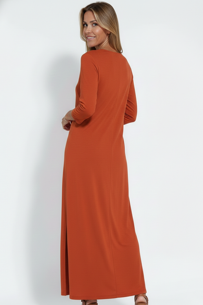 Lena | V-Neck Maxi Dress with Side Slit