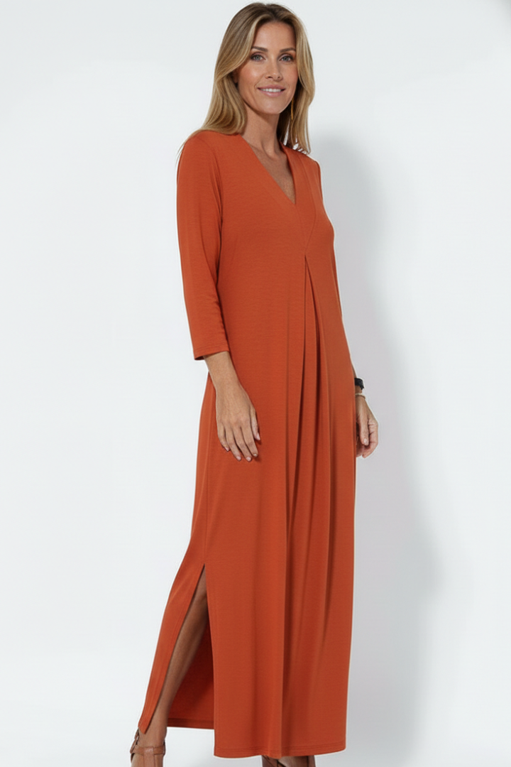 Lila | V-Neck Maxi Dress with Side Slit