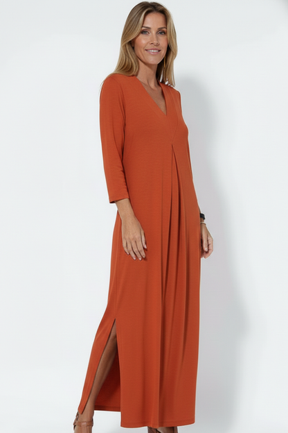Lila | V-Neck Maxi Dress with Side Slit