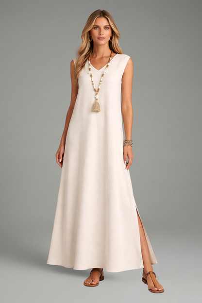 Lila | V-Neck Maxi Dress with Side Slit