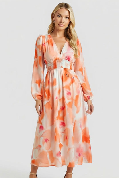 Lila | Floral Print V Neck Maxi Dress