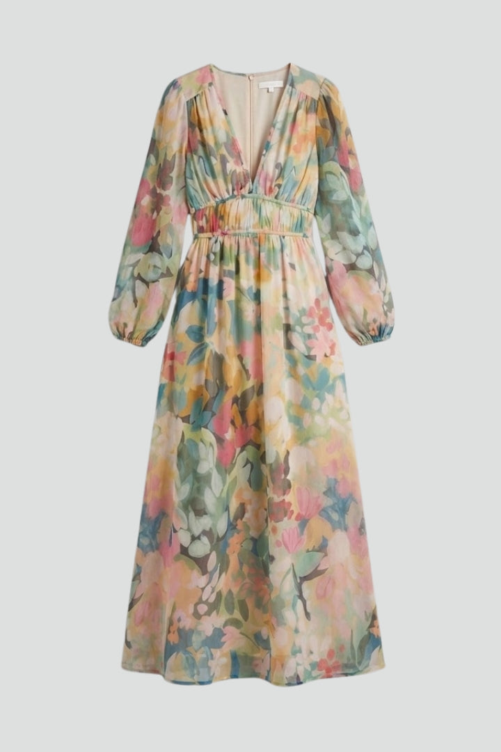 Lila | Floral Print V Neck Maxi Dress