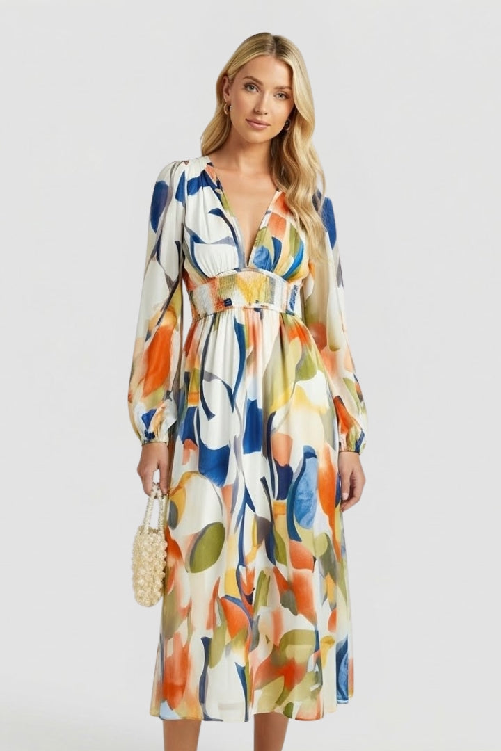 Lila | Floral Print V Neck Maxi Dress
