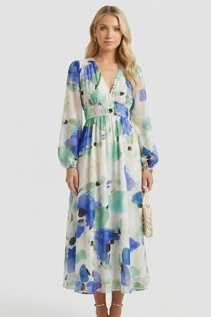 Lila | Floral Print V Neck Maxi Dress
