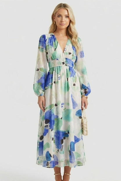 Lila | Floral Print V Neck Maxi Dress