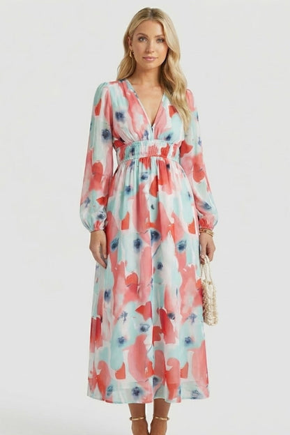 Lila | Floral Print V Neck Maxi Dress