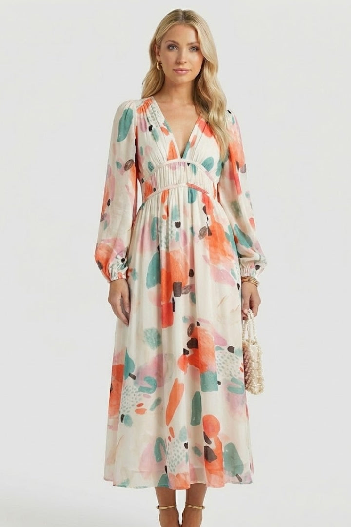 Lila | Floral Print V Neck Maxi Dress