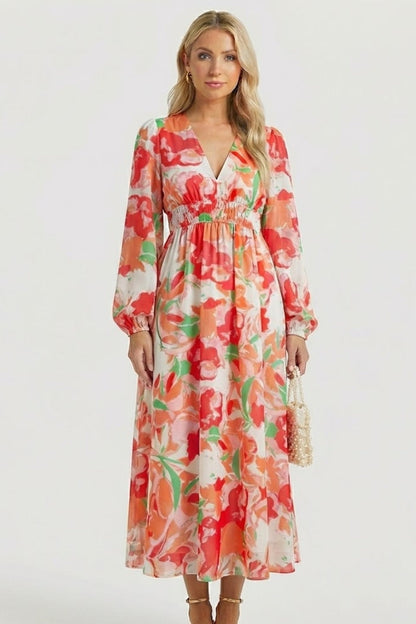 Lila | Floral Print V Neck Maxi Dress