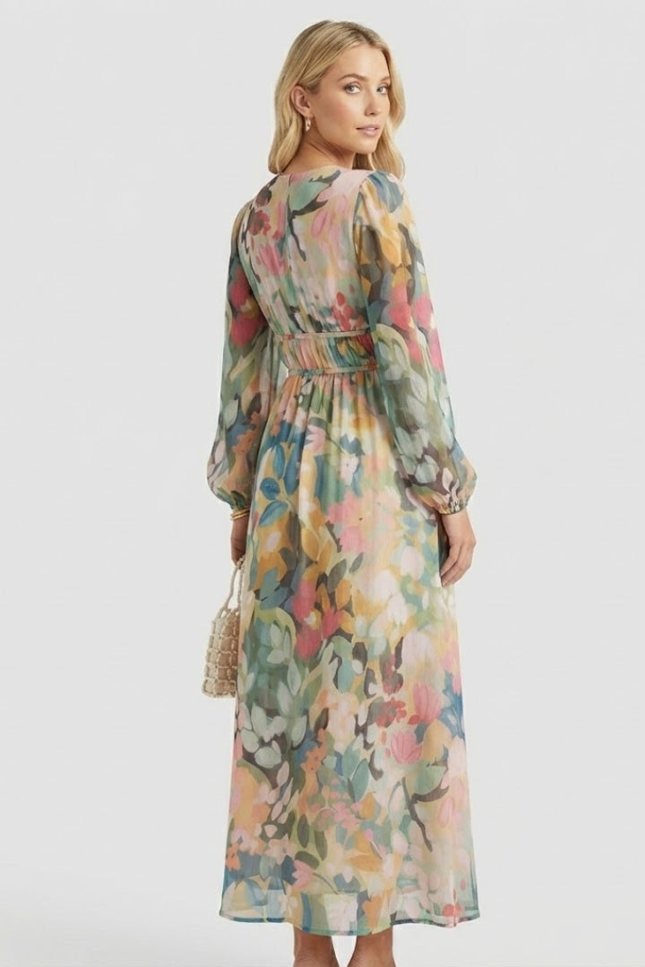 Lila | Floral Print V Neck Maxi Dress