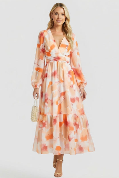 Lila | Floral Print V Neck Maxi Dress