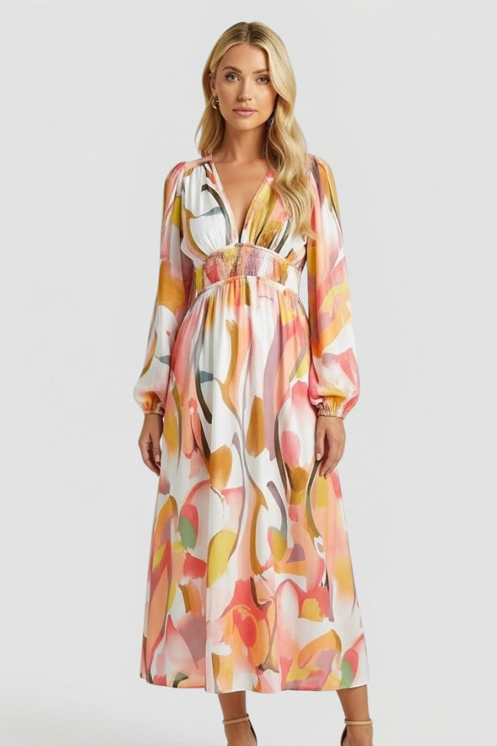 Lila | Floral Print V Neck Maxi Dress