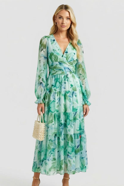 Lila | Floral Print V Neck Maxi Dress