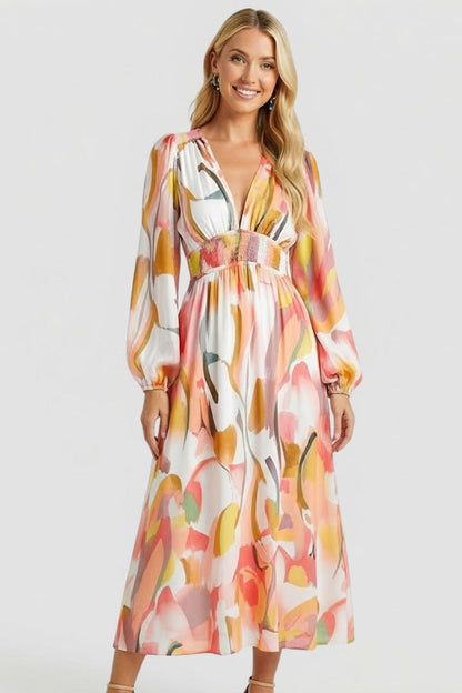 Lila | Floral Print V Neck Maxi Dress