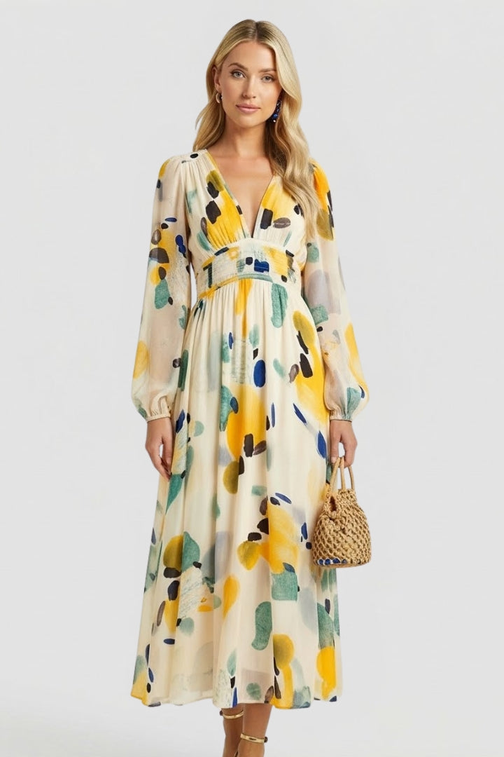 Lila | Floral Print V Neck Maxi Dress