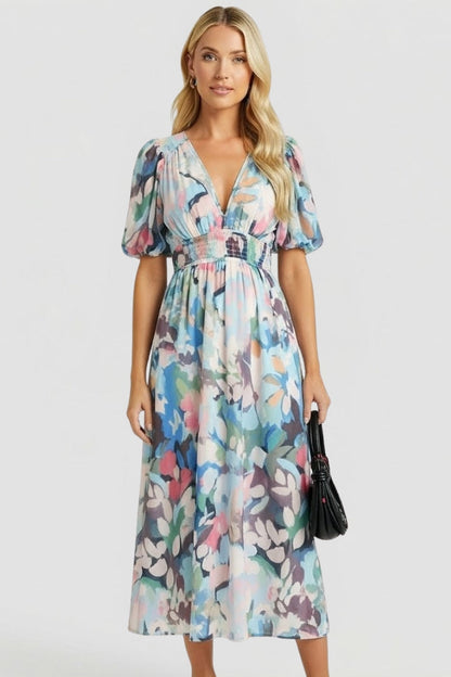 Lila | Floral Print V Neck Maxi Dress