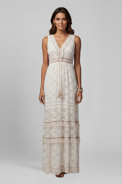 Lena | V Neck Tiered Maxi Dress