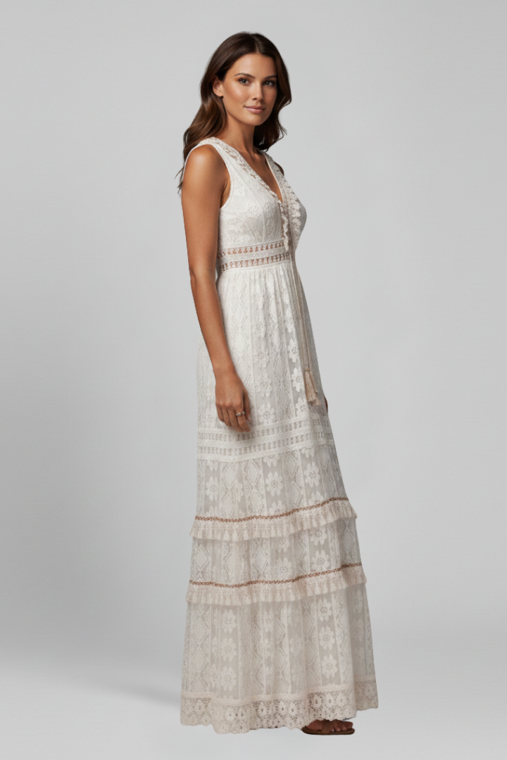 Lena | V Neck Tiered Maxi Dress