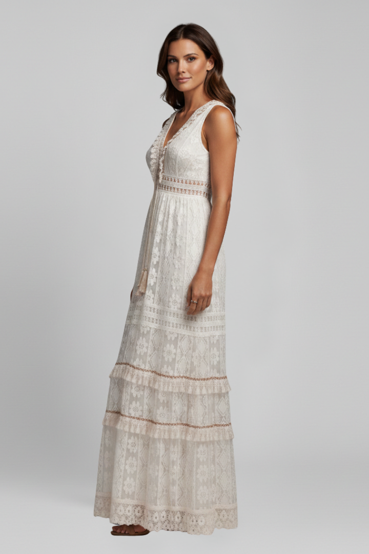 Lena | V Neck Tiered Maxi Dress