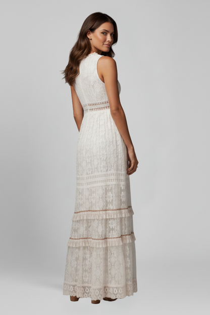 Lena | V Neck Tiered Maxi Dress