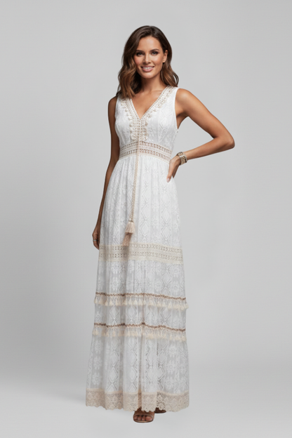 Lena | V Neck Tiered Maxi Dress