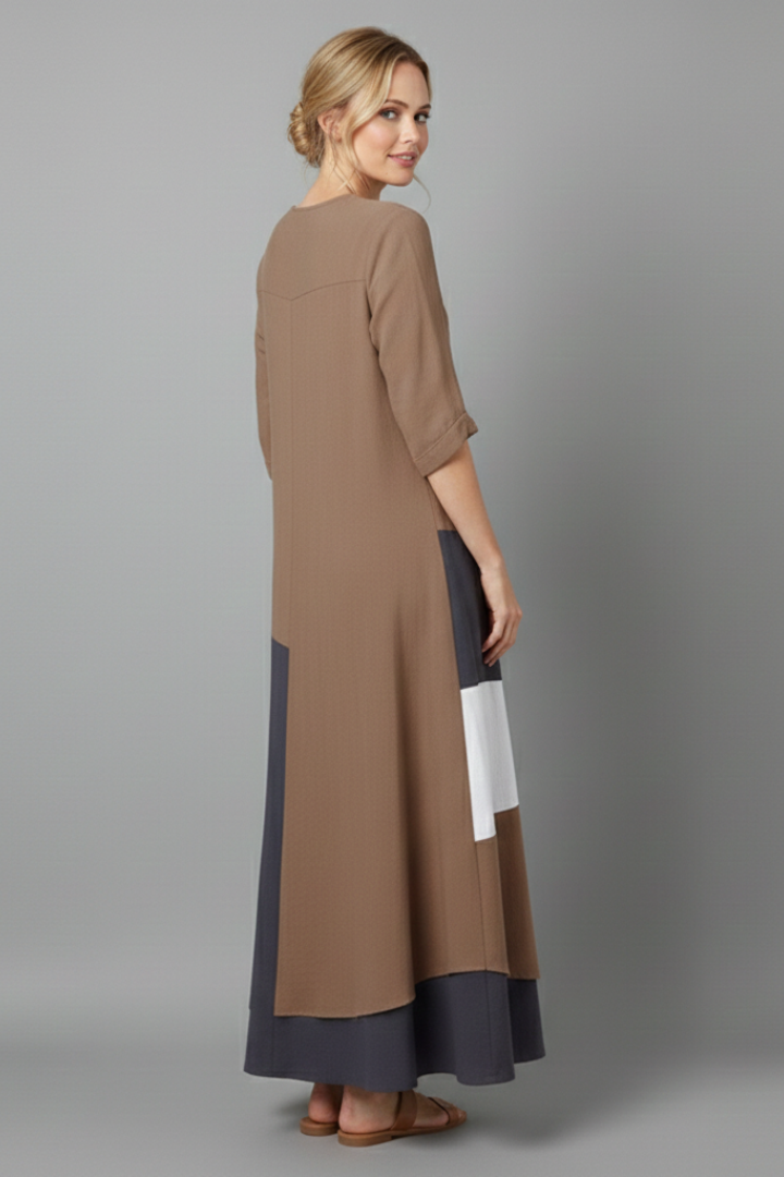 Lila | V Neckline Button-Front Maxi Dress
