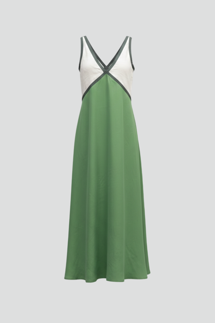 Lena | Elegant V Neck Sleeveless Maxi Dress