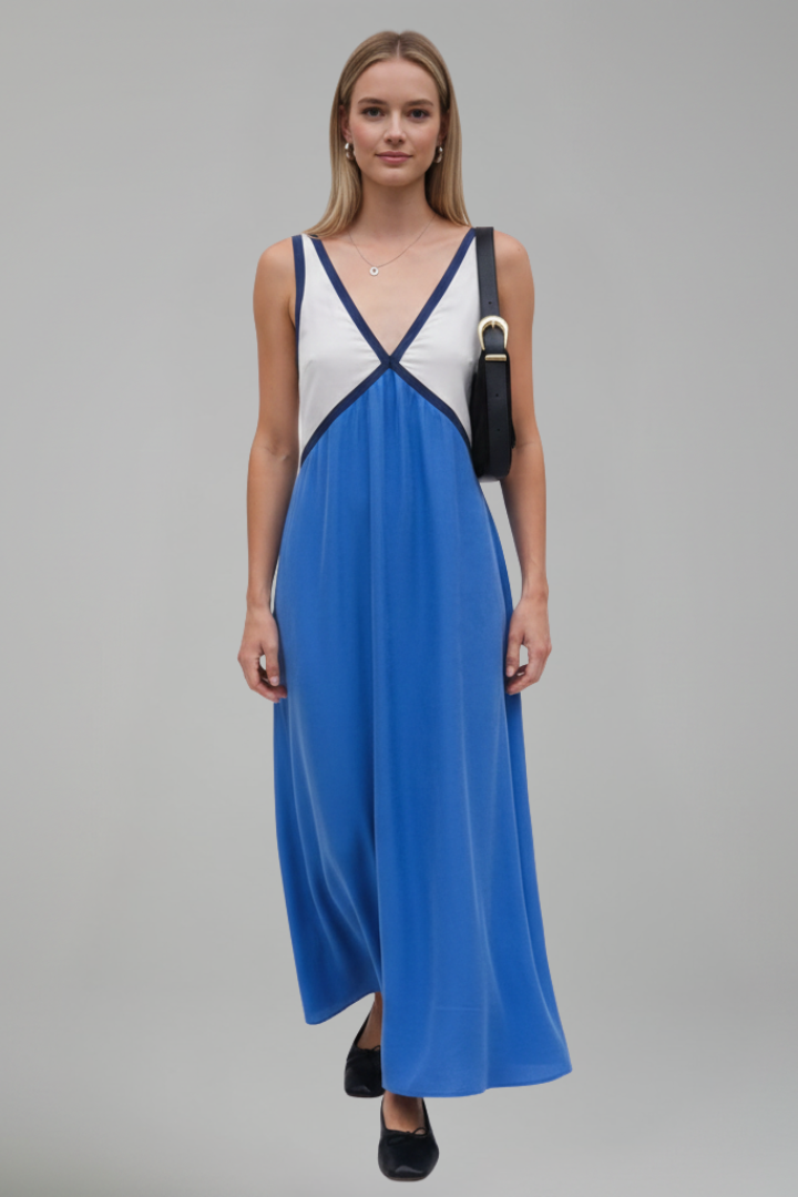 Lena | Elegant V Neck Sleeveless Maxi Dress
