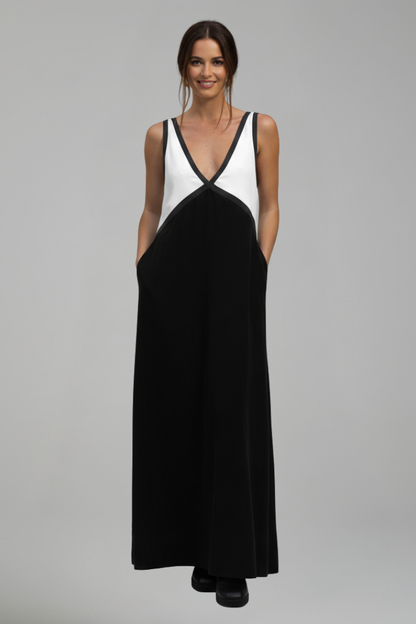 Lena | Elegant V Neck Sleeveless Maxi Dress
