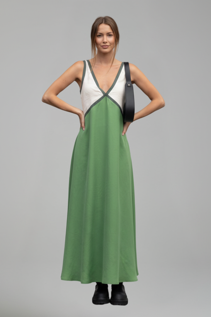Lena | Elegant V Neck Sleeveless Maxi Dress