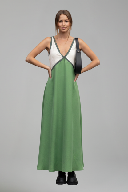 Lena | Elegant V Neck Sleeveless Maxi Dress