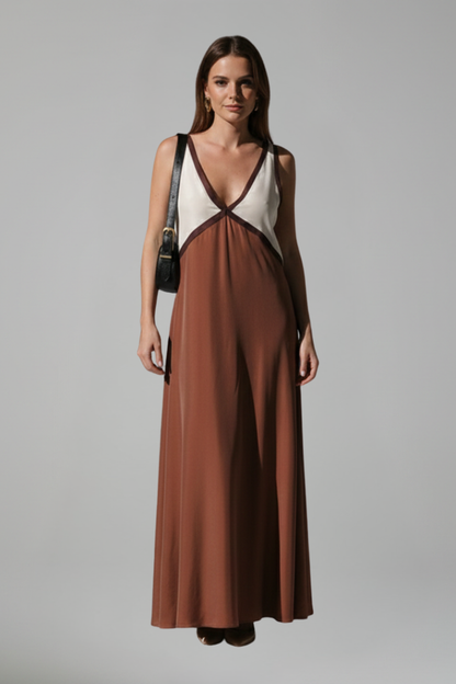 Lena | Elegant V Neck Sleeveless Maxi Dress