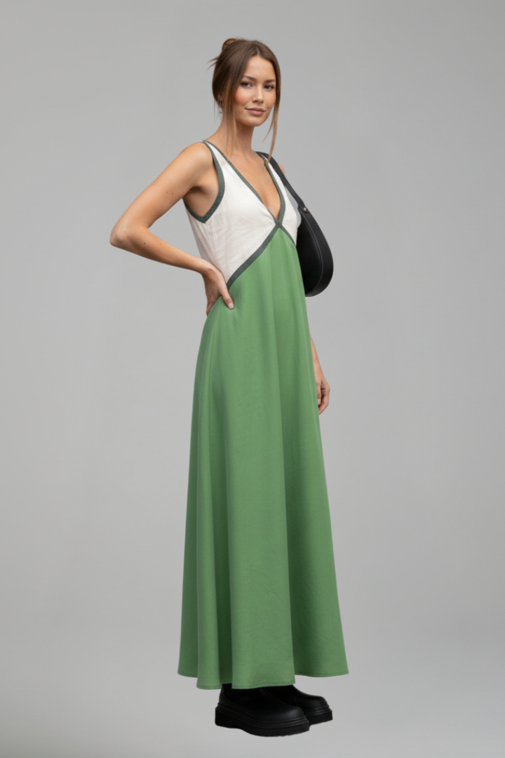 Lena | Elegant V Neck Sleeveless Maxi Dress