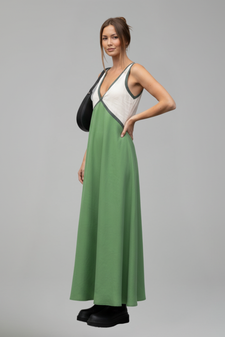 Lena | Elegant V Neck Sleeveless Maxi Dress