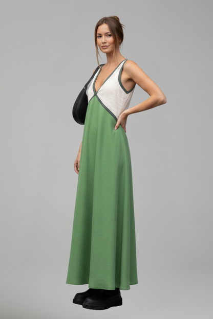 Lena | Elegant V Neck Sleeveless Maxi Dress