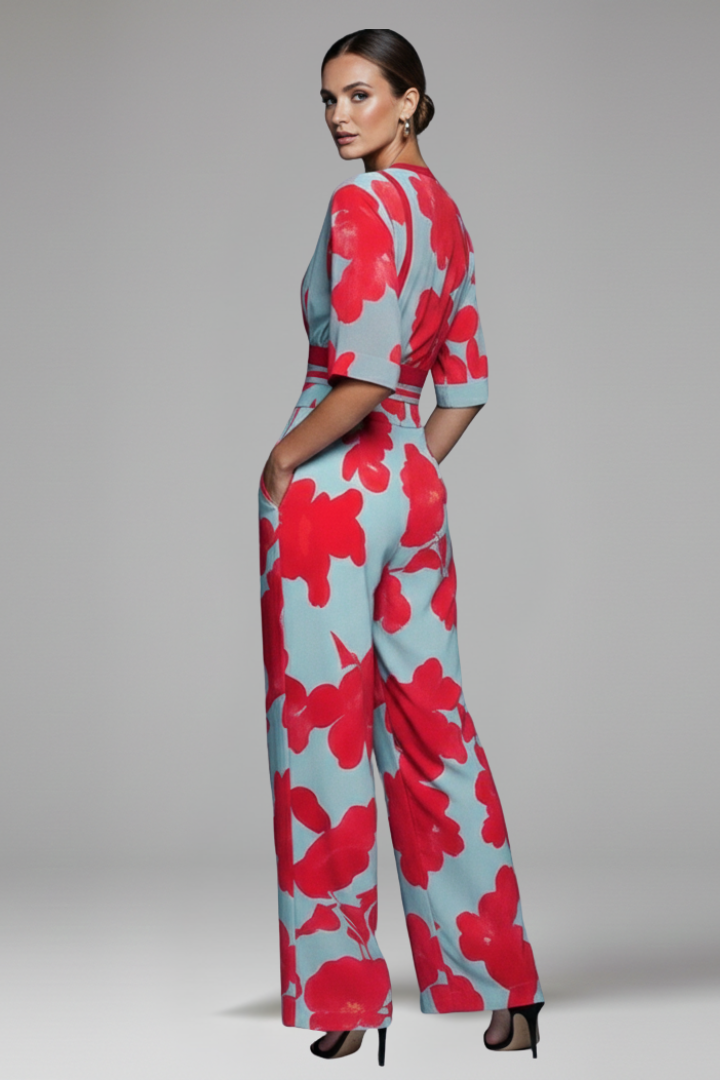 Lila | Elegant V-Neck Maxi Dress with Sleeves
