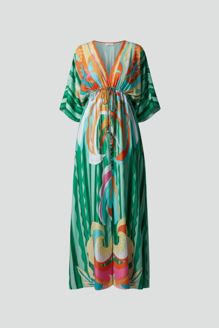Elena | V Neck Tie-Waist Maxi Dress