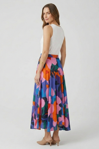 Lila | Graphic Print Maxi Skirt with Elastic Waist
